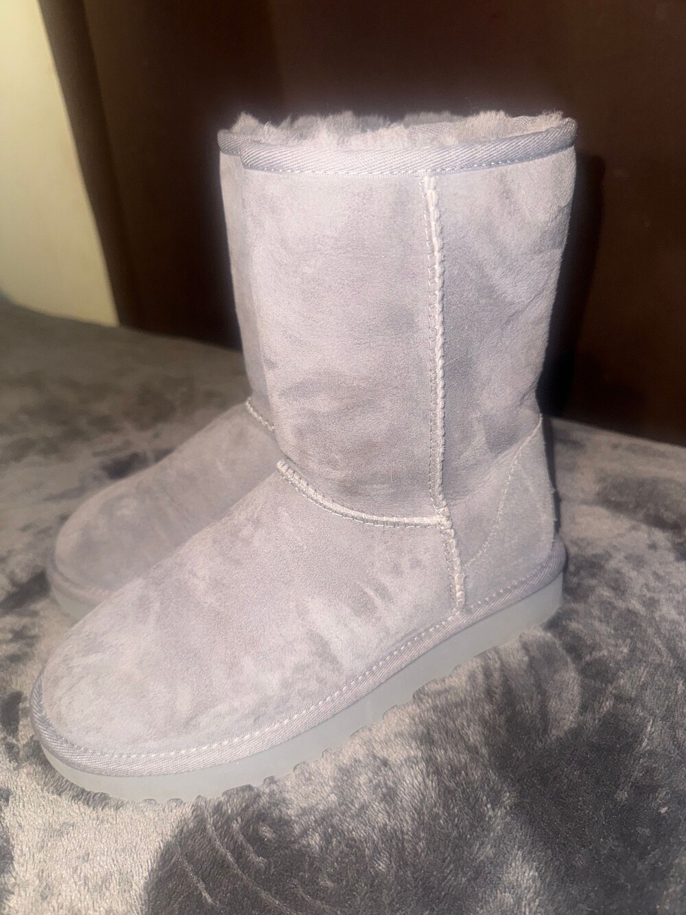 UGG Light Gray Suede Tall Boots with fur lining size 5